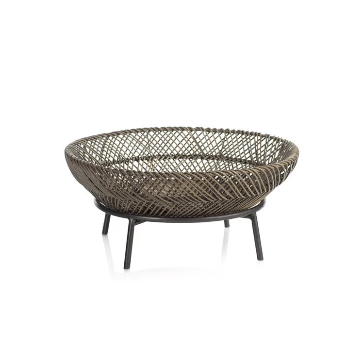 eco-conscious dinnerware products-Madrigal Weave Rattan Tray on Metal Stand