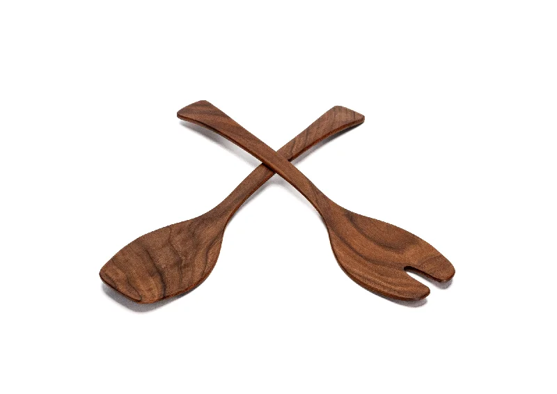 eco-friendly dinner plates for large groups-Wood Salad Servers for XL Walnut Bowls