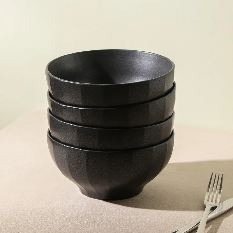 rustic serving dishes for parties-Rio Stoneware Bowl - Black