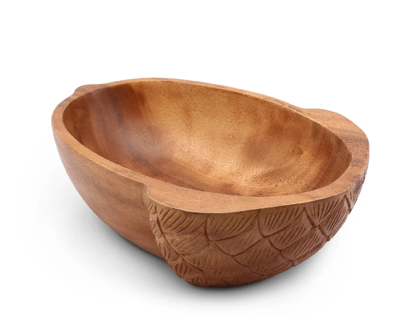 affordable melamine dinnerware-Acorn Shape Acacia Wood Salad  Bowl Large