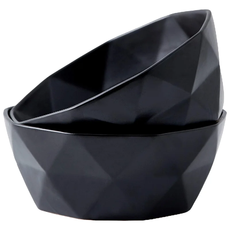 best ceramic dinnerware sets-Geometric Ceramic 60 oz Bowls - Oven To Table Bakeware Bowls - Elegant Matte Serving Bowls Dessert & Snack Bowls