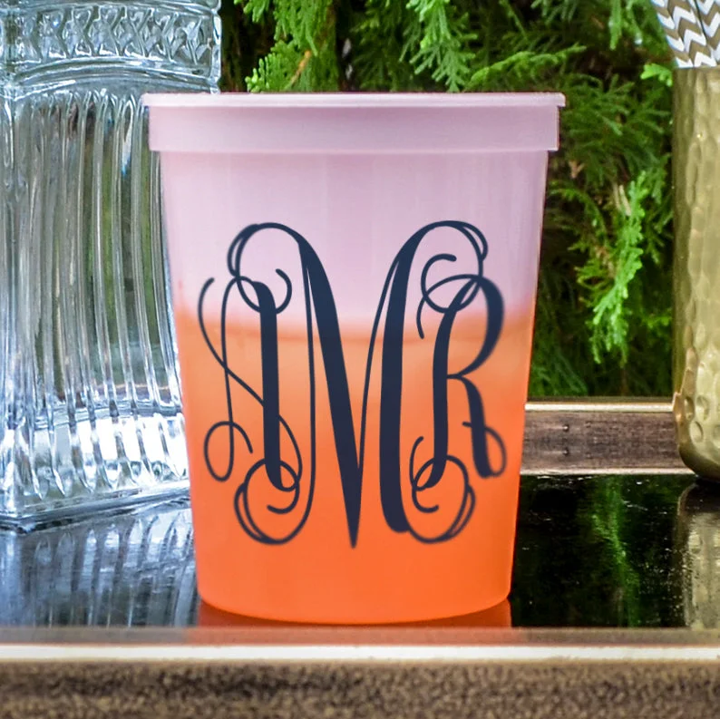 transparent glass mugs-Monogram Color Change Stadium Cups