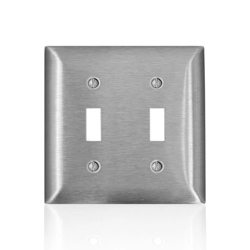 modern dinner plates set-Leviton C-Series Satin Silver 2 gang Stainless Steel Toggle Wall Plate 1 pk