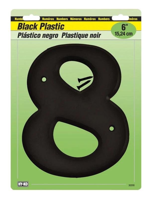 farmhouse dinnerware set-Hy-Ko 6 in. Black Plastic Number 8 Mounting Screws 1 pc. (Pack of 5)