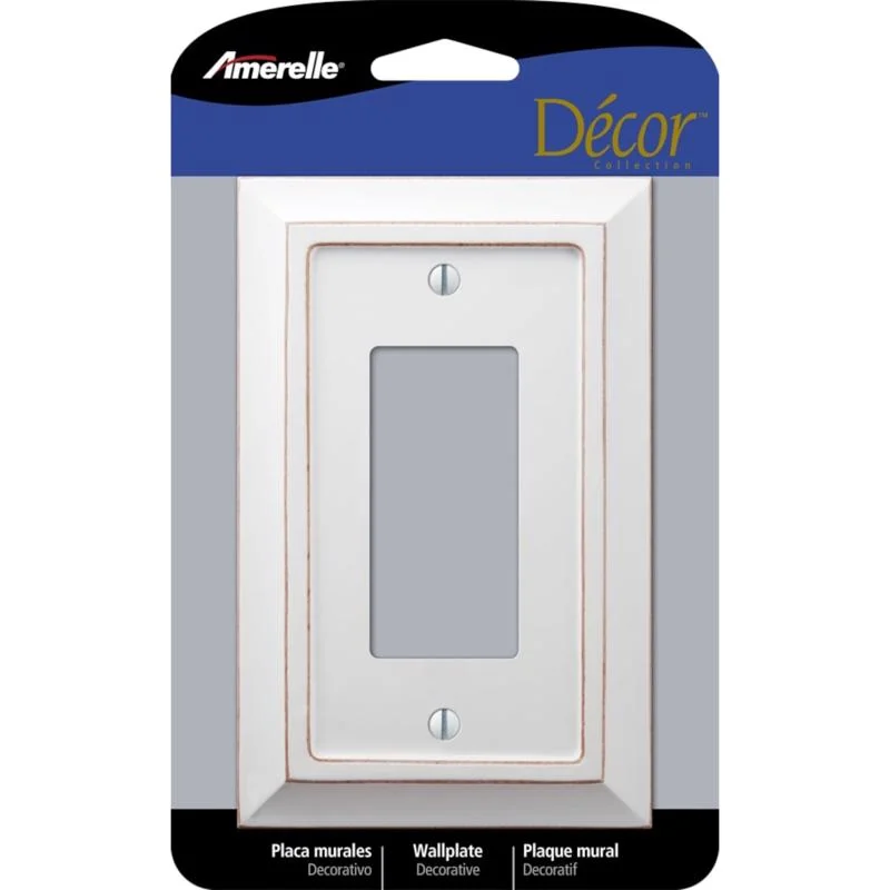 high-quality dinnerware for everyday use-Amerelle Savannah White 1 gang Wood Decorator Wall Plate 1 pk