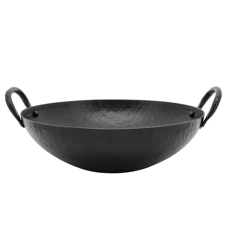 heavy-duty dinnerware for camping-12" Metal Hammered Bowl - Black