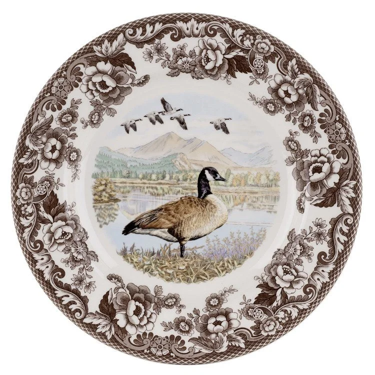 stackable plates and bowls set-Spode Woodland 11.5" Dinner Plate - Canadian Goose