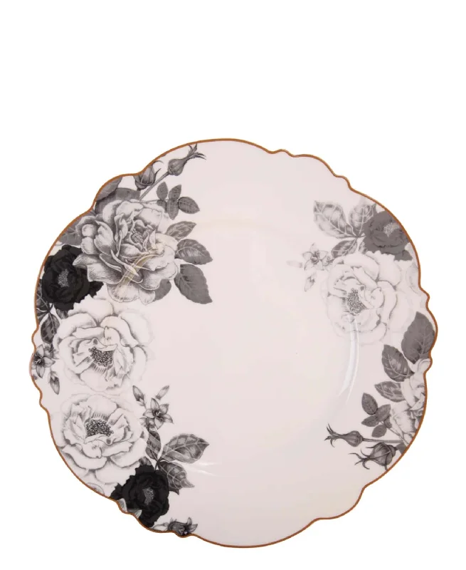 minimalistic tableware for dinner-Jenna Clifford Black Rose Charger - Black & White