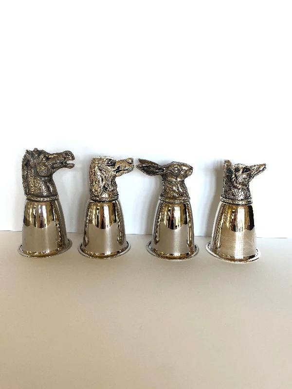 cute animal mugs for kids-Antique Silver-Plated Stirrup Cups Set, RESERVED For Alexandra