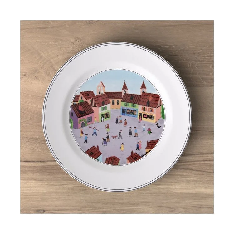 high-quality porcelain tableware-Design Naif Dinner Plate #4 Old Village Square