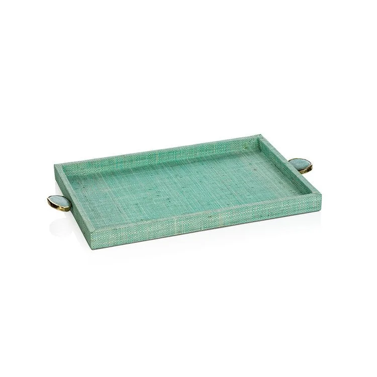 dishwasher safe dinner plates-Natalia Raffia Decorative Tray - Jade