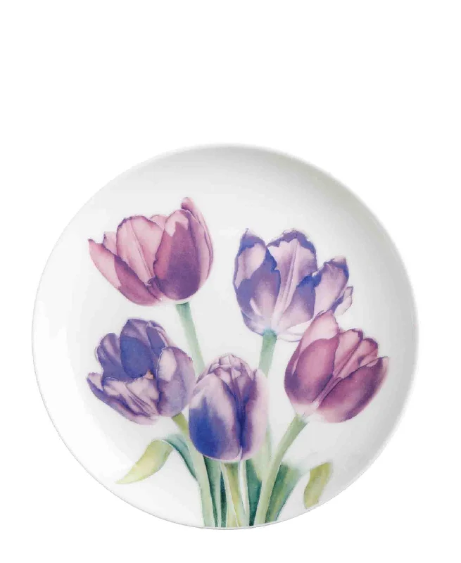 luxury dinnerware with silver trim-Katherine Castle Floriade Plate 20cm Tulips