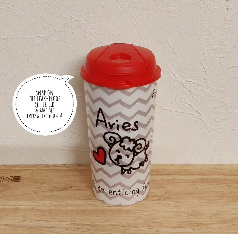 fun mugs with pop culture designs-Aries Sun Sign Sipper & Coffee Cup - Zodiac Cups