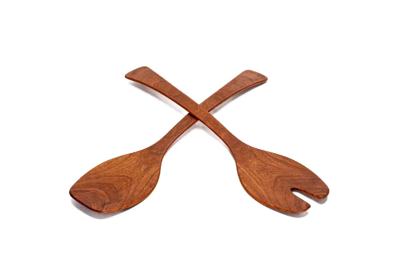 fancy dinnerware for holiday meals-Wood Salad Servers for XL Cherry Bowls