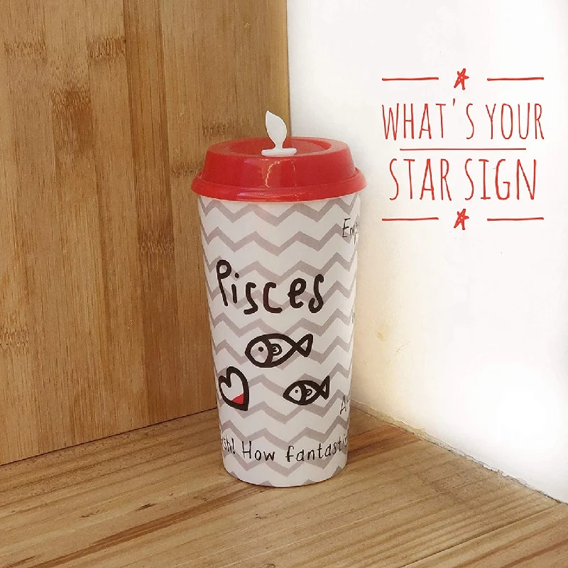 funny coffee cups for students-Pisces Sun Sign Sipper & Coffee Cup - Zodiac Cups