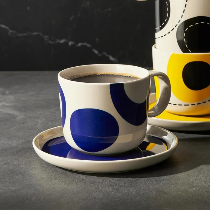 trendy mugs for tea lovers-LaMer Coffee Cup With Saucer - Blue