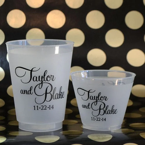 sturdy ceramic mugs-Custom Wedding Frosted Plastic Cups