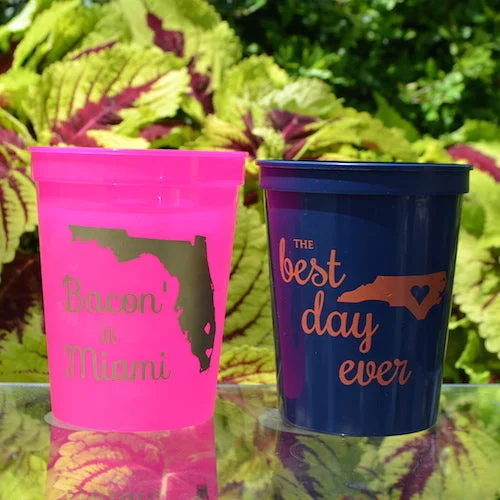 trendy mugs for parties-Personalized State Image Stadium Party Cups