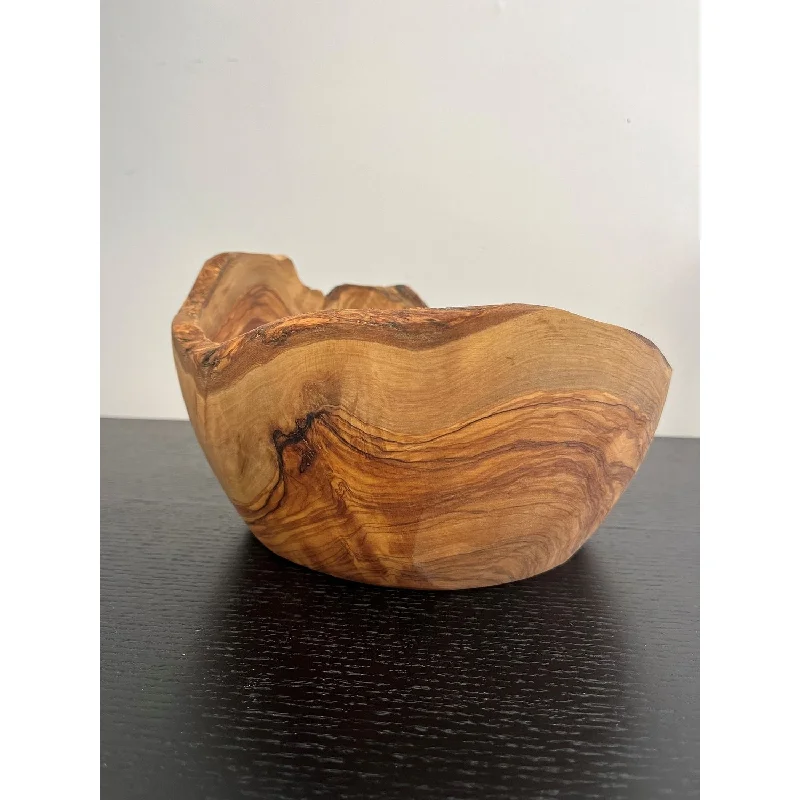 high-quality dinnerware for everyday use-Rustical Salad Bowl Olive Wood Dia 9.8" - Natural