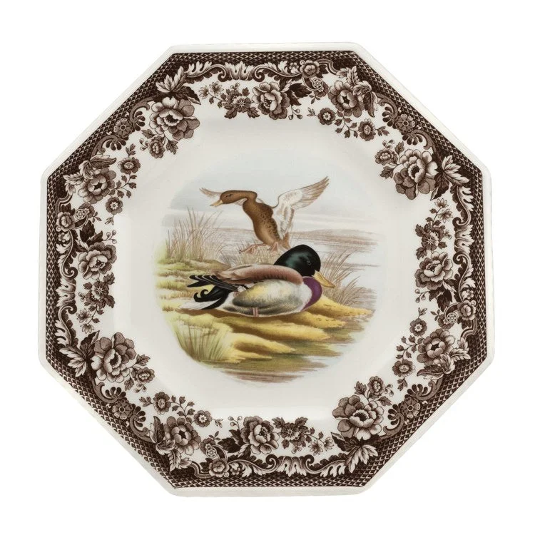 personalized dinnerware sets-Spode Woodland 9.5" Octagonal Plate - Mallard