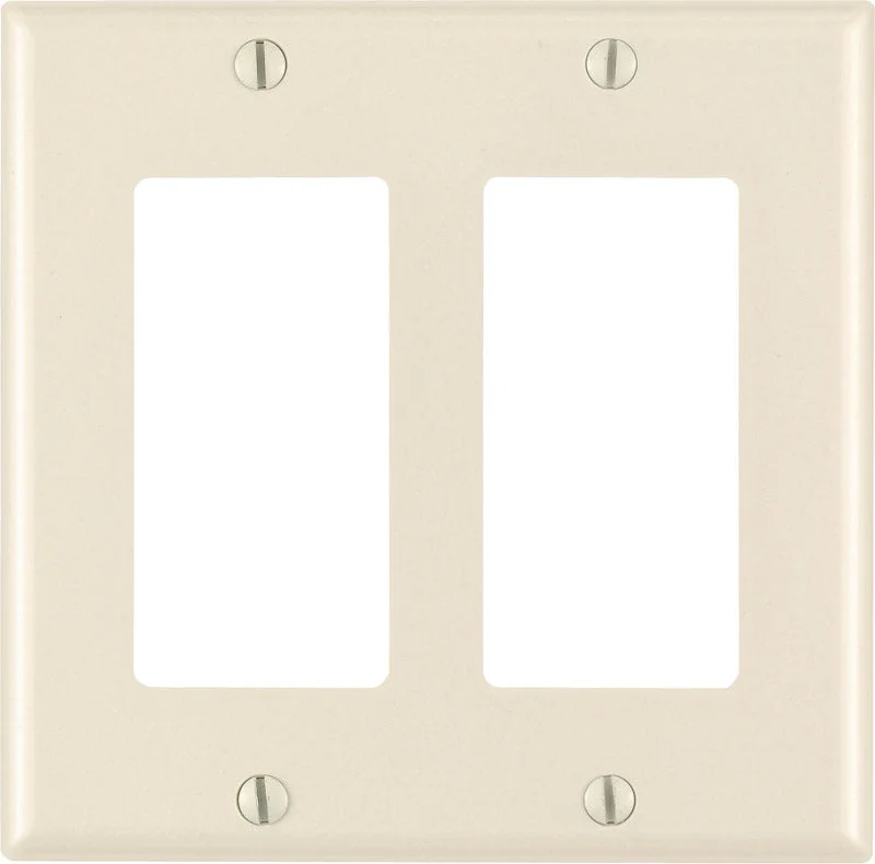 vintage-inspired dinnerware sets-Leviton Decora Light Almond 2 gang Thermoset Plastic Decorator Wall Plate 1 pk