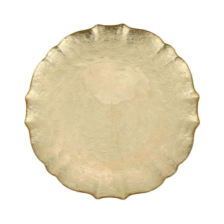 non-toxic dinnerware for kids-Baroque Glass Gold Dinner Plate