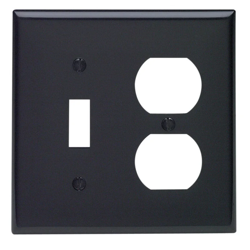 eco-conscious melamine plates-Leviton Black 2 gang Nylon Duplex/Toggle Wall Plate 1 pk