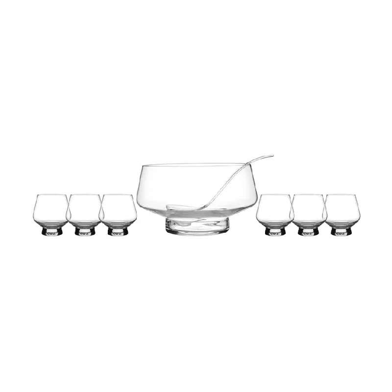 durable bowls and plates set-Maxwell & Williams 8,5L Diamante Footed Punch Bowl 7 Piece Clear