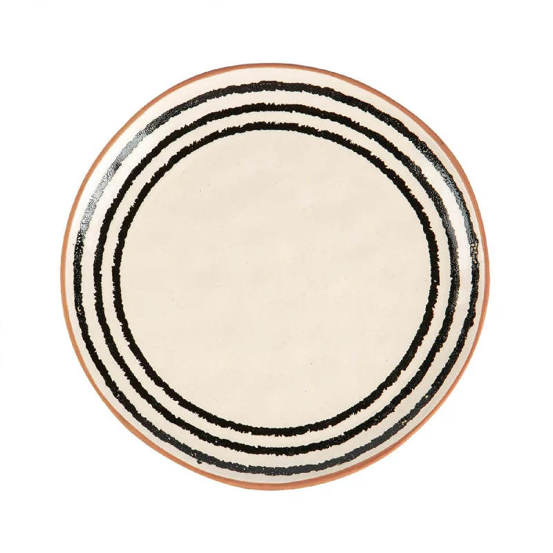 durable dinnerware for everyday use-20.5cm Striped Rim Portuguese Portuguese Stoneware Side Plate - By Nicola Spring