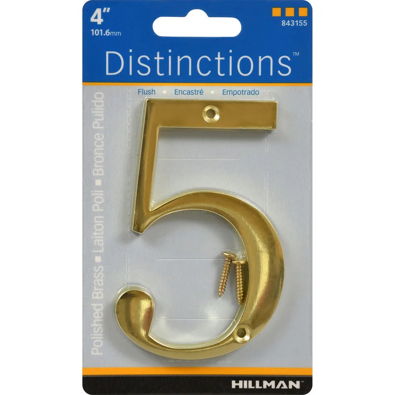 dinner plates for formal events-Hillman Distinctions 4 in. Gold Brass Screw-On Number 5 1 pc (Pack of 3)