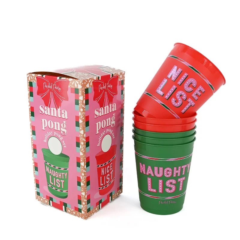 best ceramic mugs for coffee-Santa Pong Set - Naughty List vs Nice List Cups