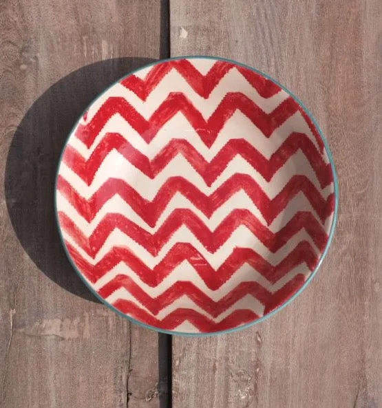 eco-friendly dinnerware for picnics-Chevron red 8” round plate