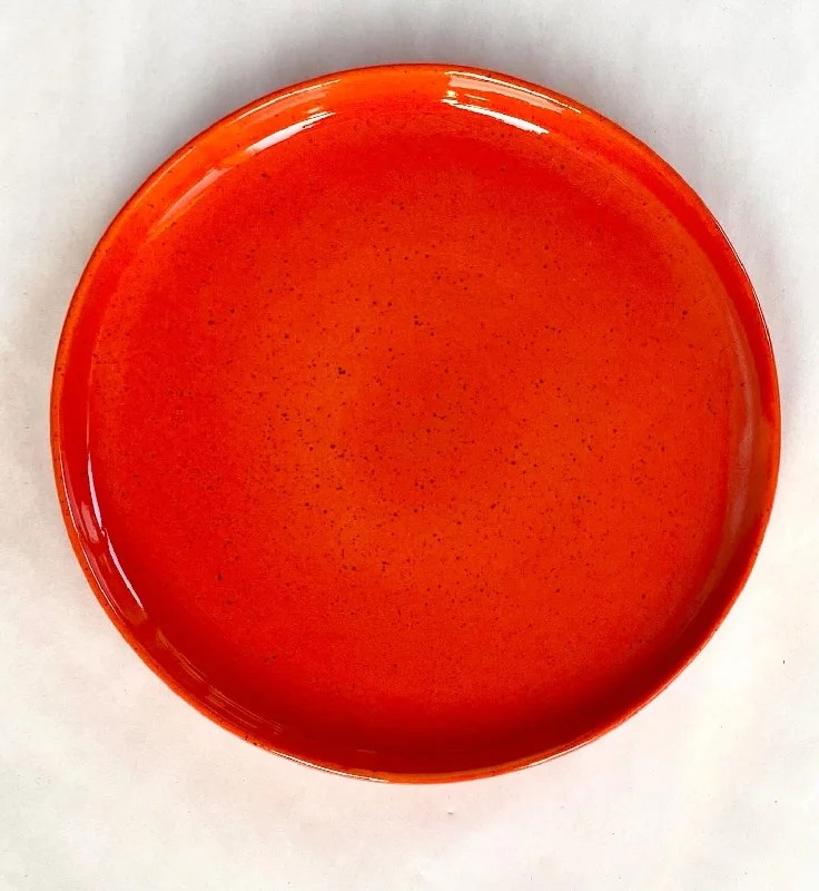 heavy-duty plates for catering services-Bright orange & speckles 10” Hampton plate.