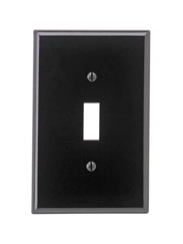 rustic dinnerware set for home-Leviton Midway Black 1 gang Nylon Toggle Wall Plate 1 pc