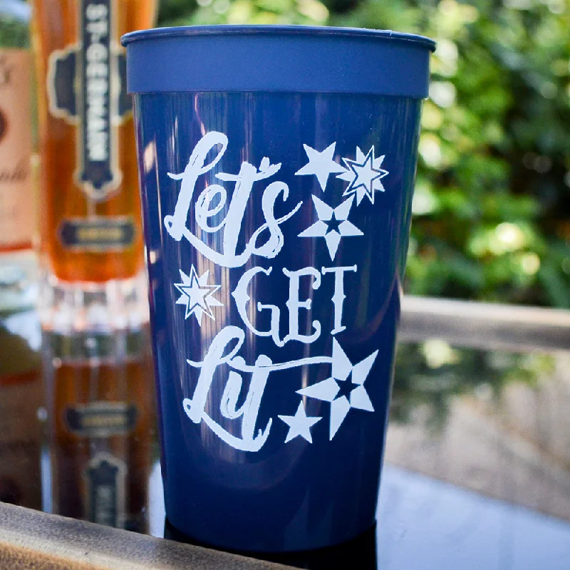 cute mugs with inspiring quotes-Let's Get Lit Stadium Cups