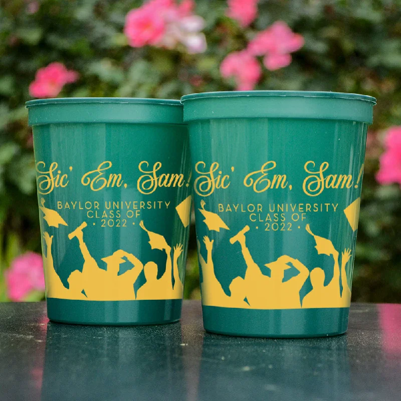 double wall insulated mugs-Custom Grad Cap Stadium Cups