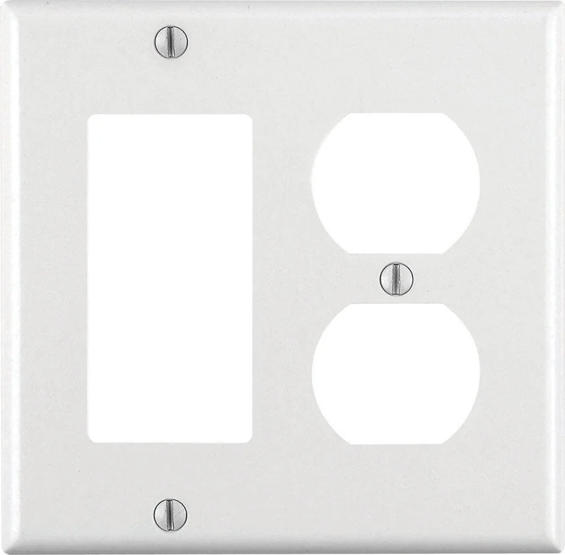 budget dinnerware for everyday use-Leviton White 2 gang Thermoset Plastic Decorator/Duplex Wall Plate 1 pk