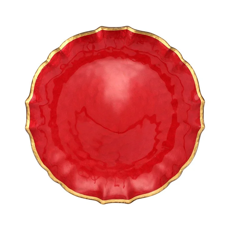 elegant dinnerware for parties-Baroque Glass Red Dinner Plate