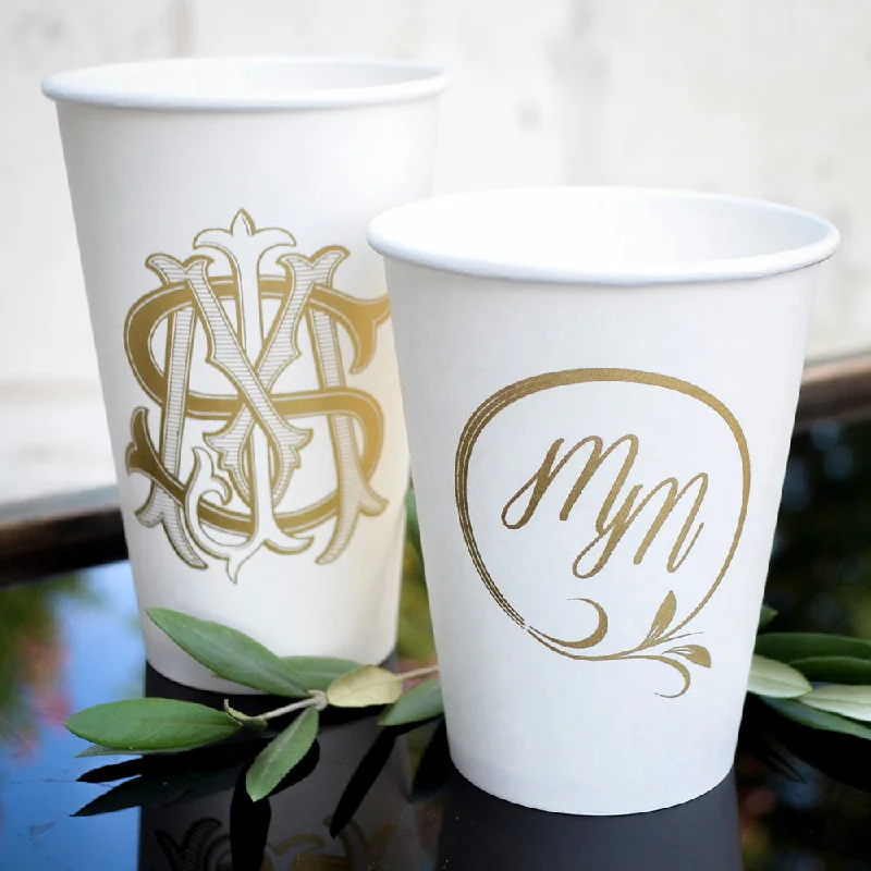 personalized ceramic mugs for gifts-Custom Wedding Monogram Paper Cups