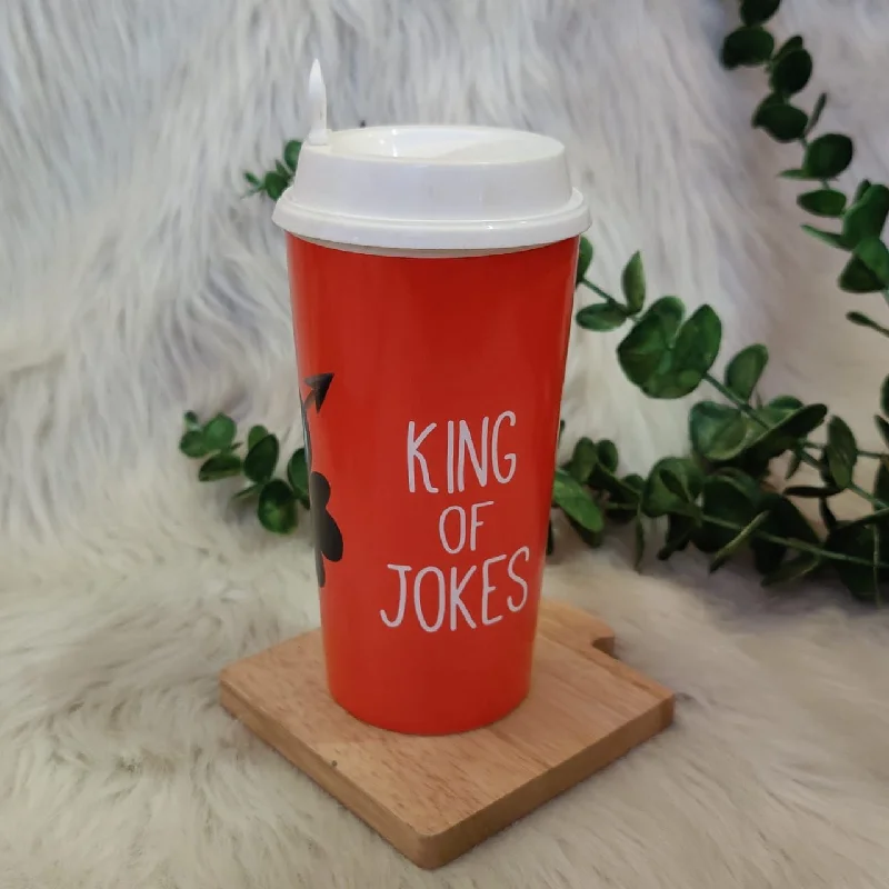 cute mugs with designs-Designer Cup by Chirpy Cups with coffee & sipper lids - king of joke