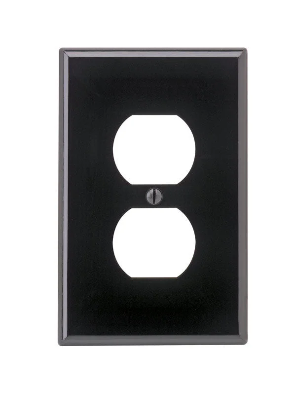 rustic tableware sets for outdoor dining-Leviton Black 1 gang Nylon Duplex Wall Plate 1 pk