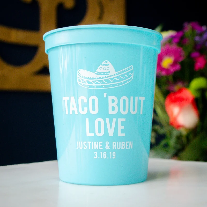 custom coffee mugs for weddings-Taco 'Bout Love Stadium Cups