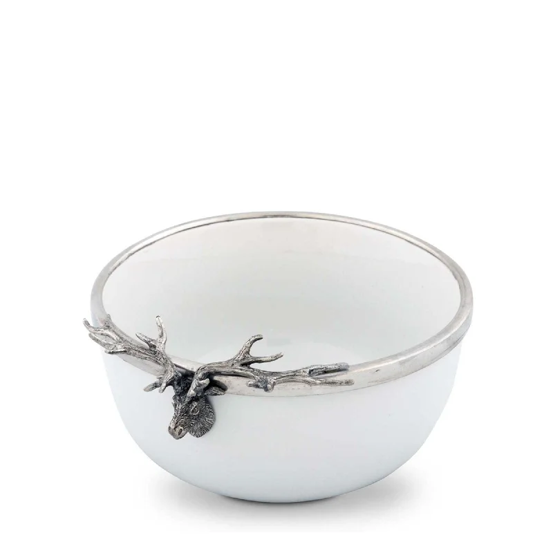 luxury porcelain dinnerware for fine dining-Elk Head Stoneware Bowl Small