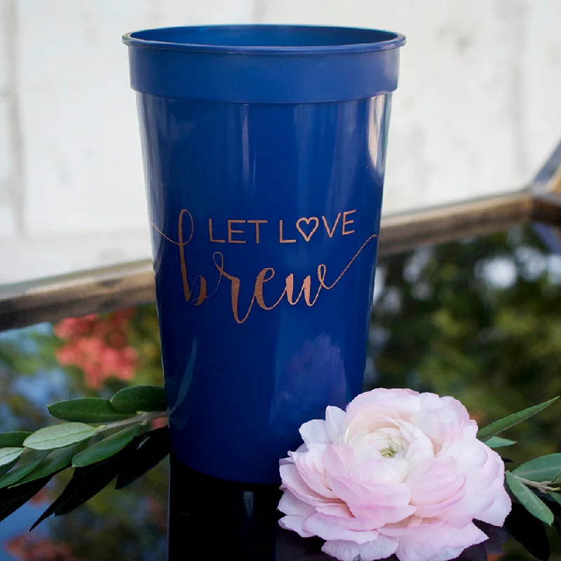 high quality stainless steel mugs-Personalized Let Love Brew Stadium Party Cups