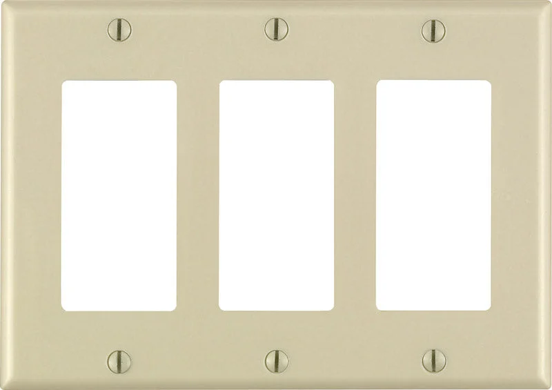 outdoor dinnerware set-Leviton Decora Ivory 3 gang Thermoset Plastic Decorator Wall Plate 1 pk