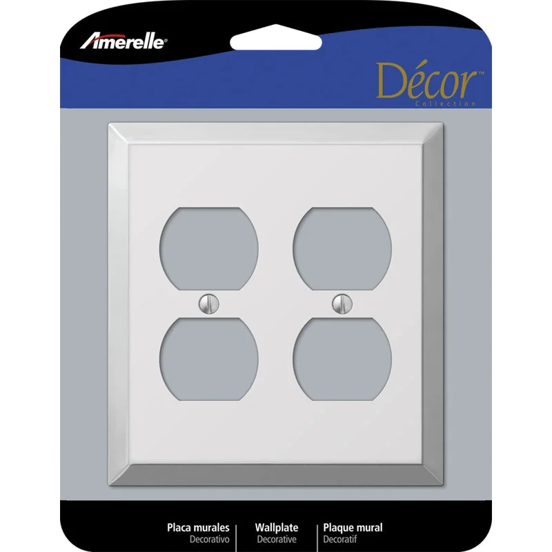 fine dining dinnerware sets-Amerelle Century Polished Chrome 2 gang Stamped Steel Duplex Wall Plate 1 pk