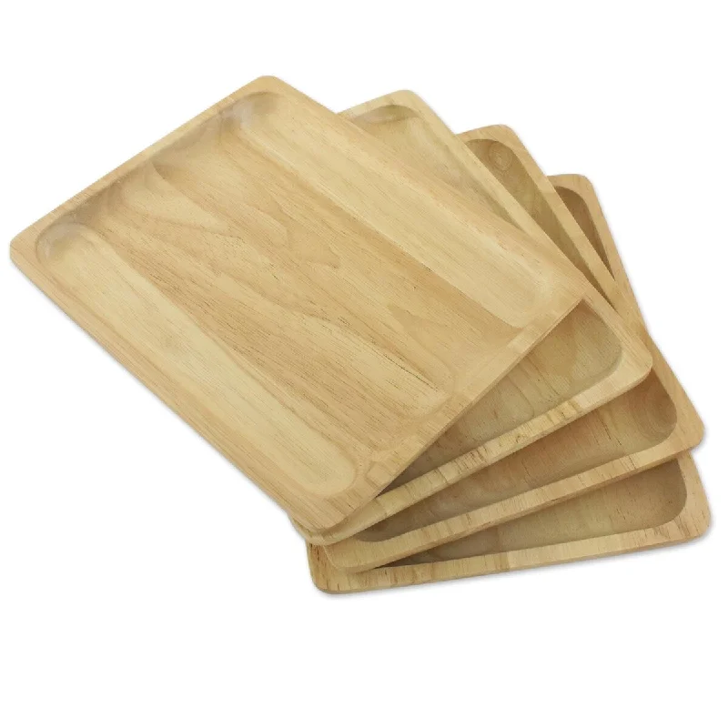 casual dinnerware for everyday use-Novica Handmade Family Party Wood Plates (Set Of 4)