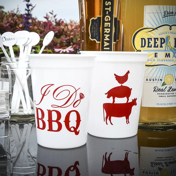 eco friendly ceramic mugs-Custom "I Do BBQ" Stadium Cups