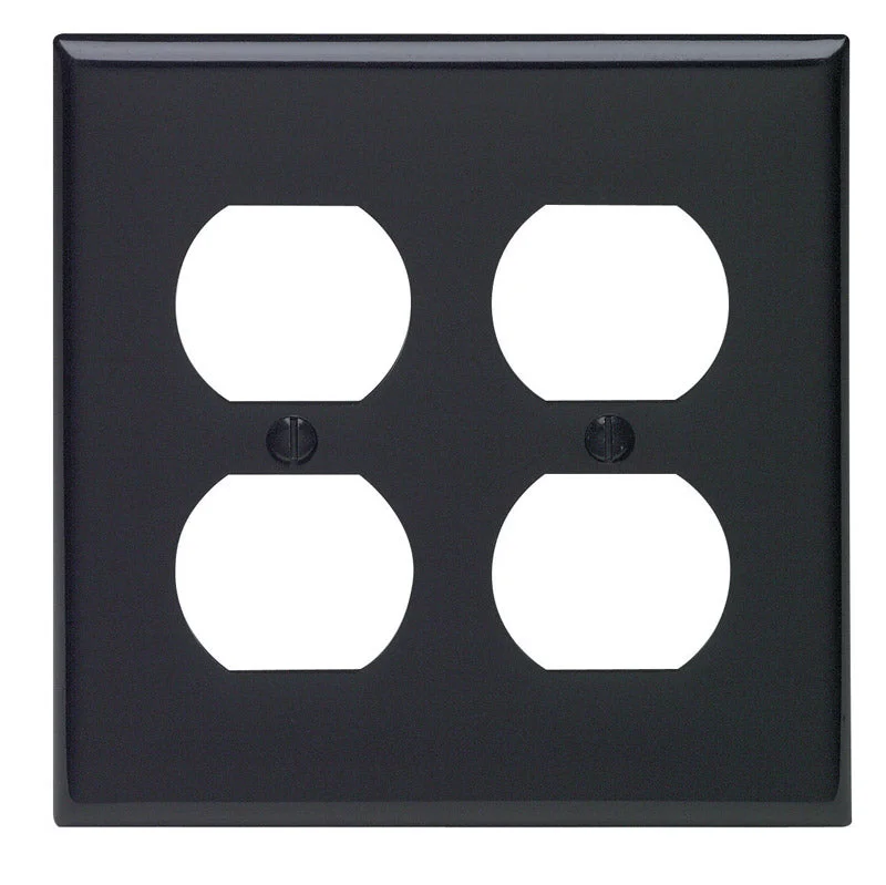 wedding dinnerware set for guests-Leviton Black 2 gang Nylon Duplex Wall Plate 1 pk