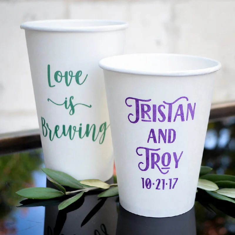 large ceramic mugs for hot drinks-Custom Couple's Names Party Paper Cups